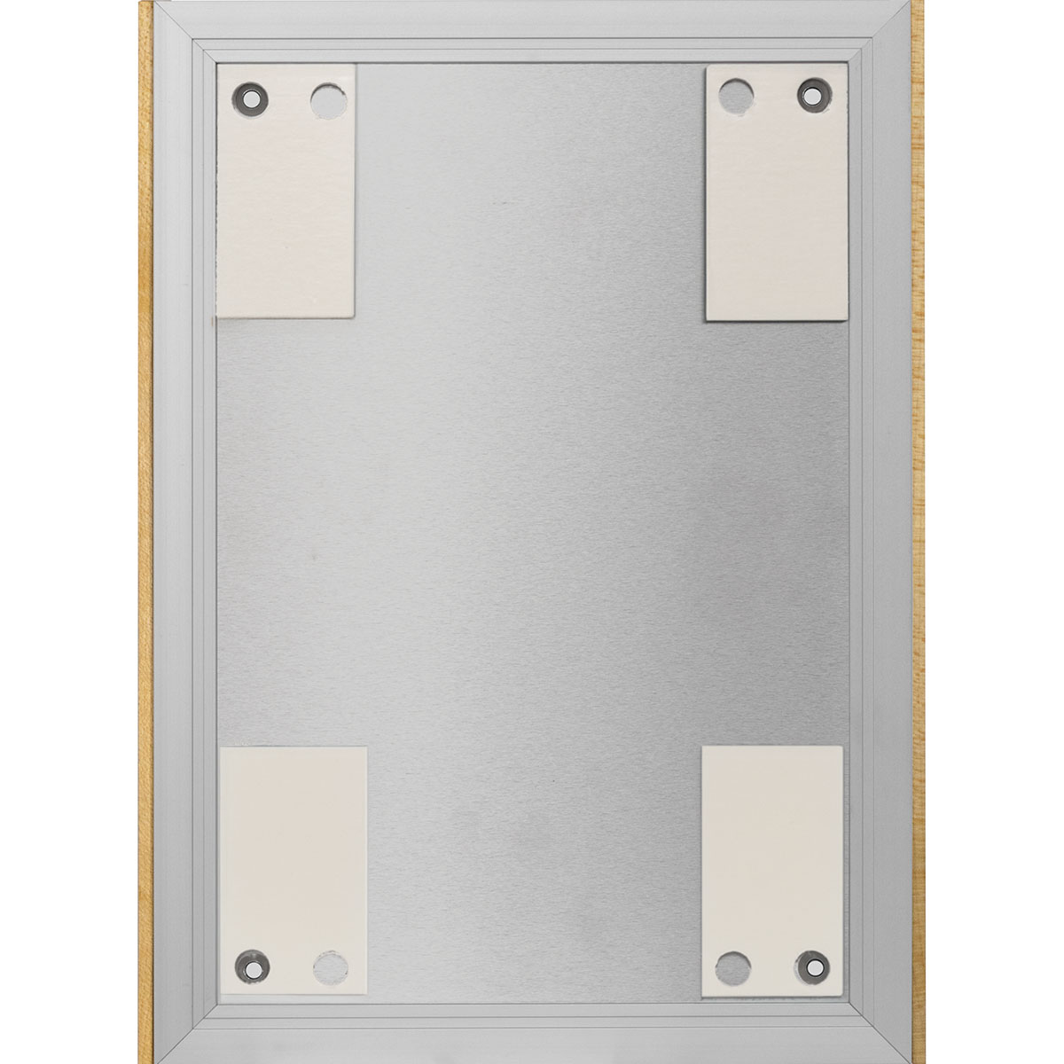Wandschild, Modell LMH, ~ DIN A4, Hochformat, Holzrahmen Ahorn kombiniert mit silbernem Aluminium